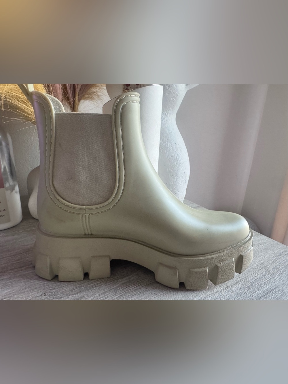 Jeffrey Campbell Cream Chunky Chelsea Boot